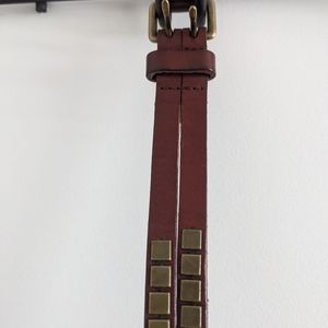 Women's Leather Double Strap Skinny Belt